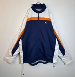 adidas アディダス　刺繍ロゴ　切り替えデザイン　ナイロンジャケット