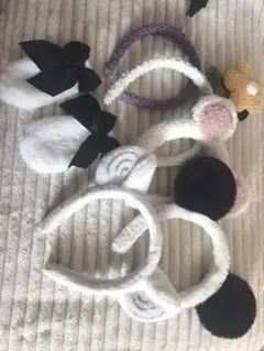 動物耳と花飾りのヘアバンドセット 6個セット