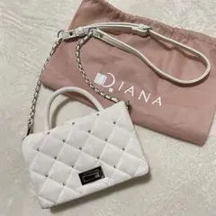 DIANA キルティング チェーンショルダーバッグ　アイボリー 2way 袋付