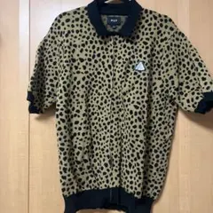 HUF レオパード柄 ジップアップ ポロシャツ Lのサムネイル