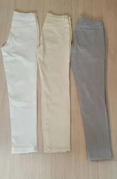 ホワイト スリムフィットパンツ3本セット