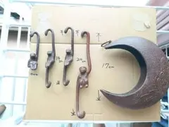 南部鉄器 三日月型 吊り花飾り 猿5匹 伝統工芸品 昭和レトロ