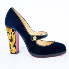 23.5cm Christian Louboutin ネイビー ヒール 箱付美品のサムネイル