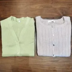 カーディガン 2枚セット ピンク&ライトグリーン