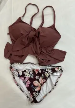 ブラウンフリルセパレート水着