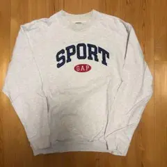 00s GAP ギャップ アーチロゴ 刺繍 リバースウィーブ スウェット グレー