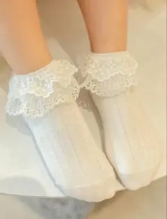 女の子用 プリンセス スタイル レース付き ソックス 通気性メッシュ