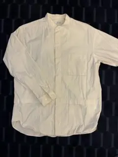 【UNIQLO＋J】バンドカラーシャツ クリーム色 L