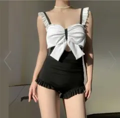 訳ありリボン付きフリルワンピース水着 XL