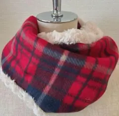 人気❤️レッド❤️ チェック　ローズボア　フリース　スヌード　マフラー　赤