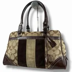 希少】COACH コーチ シグネチャー パッチワーク ハンドバッグ 8F69