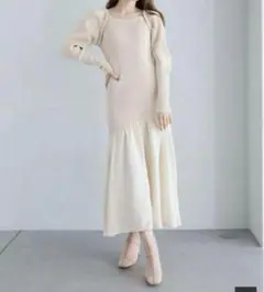 【新品未使用】LADYMADE アシメスカート切替リブニットワンピース