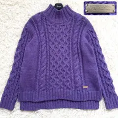 ブルーレーベルクレストブリッジ ハイネック ケーブルニット 長袖 紫 M