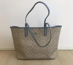 コーチ シグネチャー リバーシブル トートバッグ  ライトブルー