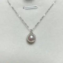 あこや真珠　一粒ペンダント　スライド式　ゴールド　ネックレス　シルバーブルー系