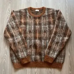 CELINE チェック柄ニットセーター　モヘヤ