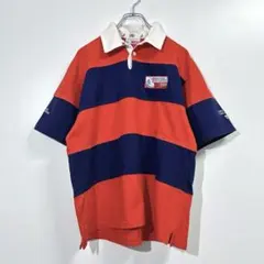 90sヴィンテージ・ラガーシャツ ネイビー×オレンジボーダー シティボーイ