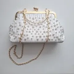 パール パーティーバッグ 白 2WAY ゴールド 鎖 上品 卒業式 卒園式