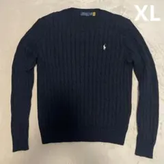 【美品】POLO RALPH LAUREN ネイビーケーブルニットセーター　XL