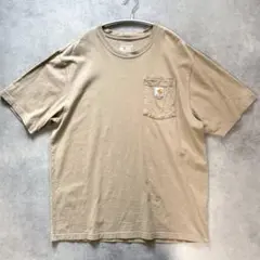 【大人気】カーハート ポケットTシャツ ベージュ L ルーズフィット 古着のサムネイル