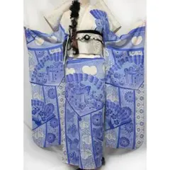 難あり品◇ 振袖単品158cm◇正絹クリーム色総絞りきぬたや成人式前撮り