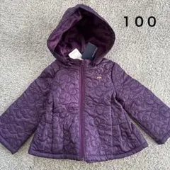 アナスイミニ/パープル　中綿コート フード付き　キルティング