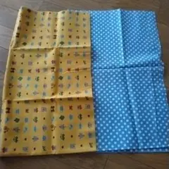余り生地　水玉　図柄　ブルーとブラウン