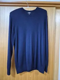 UNIQLO ネイビー カシミヤクルーネックセーター XL