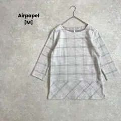 a1358＊Airpapel チェックチュニック　ライトグレー【M】綺麗め