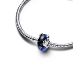 Pandora シルバー925 青いガラスビーズ ネックレス