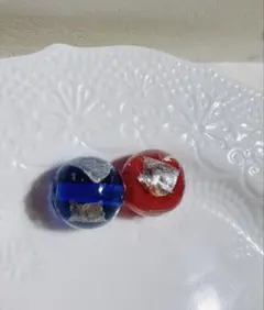 とんぼ玉　赤✖️青2個セット