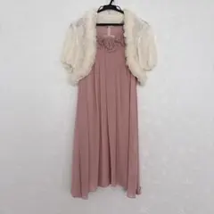 ピンク シフォン ドレス レースボレロ セット