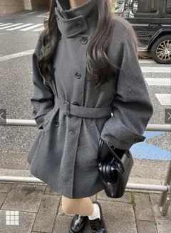 GRL グレイル ベルト付きマルチWayフェイクウールコート グレー