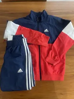 adidas ジャージセット 赤青ストライプ　130サイズ