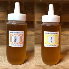セール【非加熱・生蜂蜜】百花蜜500g&菜の花500g(2本)