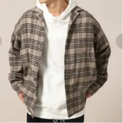 チェックシャツ　　キャメル