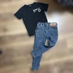 Diesel 黒Tシャツとデニムパンツセット
