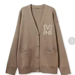ミラオーウェン　アップリケデザイン金釦Vネック ニットカーディガン