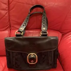 レア コーチ Coach バッグ　美品 キャンバス+本革(フラップ/持ち手/縁取