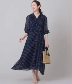 UNTITLED アンタイトル　シャルマンドットワンピース　紺色