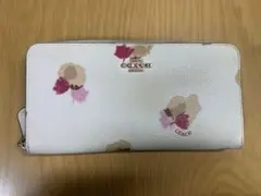 【COACH】コーチ 長財布 花柄 フラワー ホワイト ※汚れ・使用感あり