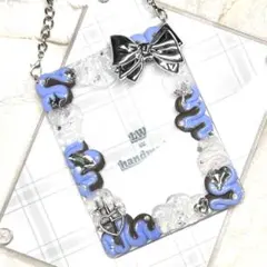 W833 ホイップデコ 硬質トレカケース 青 水色 茶色 ラメ リボン ハート