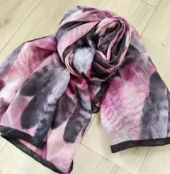 美品！羽根模様ストール ピンクとグレーブラウン