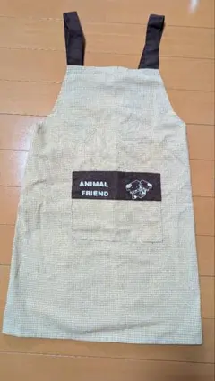子供用　チェック柄　エプロン ANIMAL FRIEND