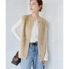 ★ジャーナルスタンダード★ダブルフェイスフェザークルーネックベスト