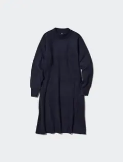 ユニクロ スフレヤーン ワンピース M ネイビー