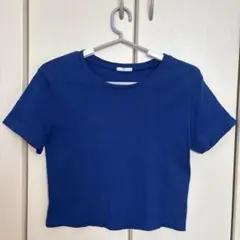 GU レディース 青 短丈 Tシャツ 半袖 L