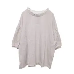 1457 【コルザ】 Ｔシャツ　五分袖　(Ｍ)　レース　綿100%　ボリューム袖