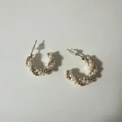 パール ゴールド フープピアス 中型