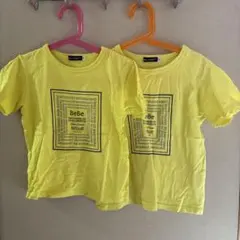 お揃い！BeBe 半袖Tシャツ イエロー 2枚セット　120.130のサムネイル